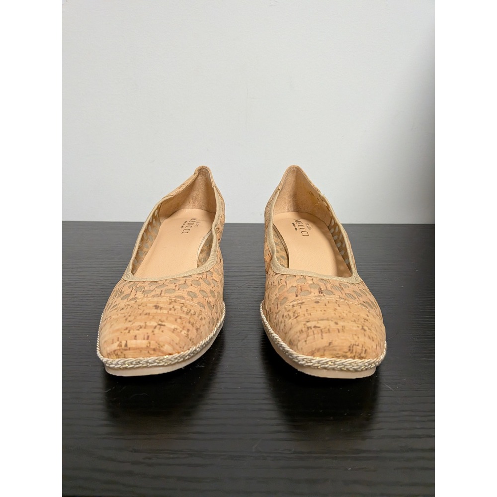 Sesto Meucci Womens Cork Perforated Wedge Pumps Tan Gold Made in Italy Size 10 W - Picture 3 of 14